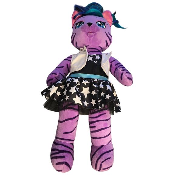 Honey GirlsTeegan Build-a-Bear - Purple Tiger Cat Rock Star HG Plush 20" EUC - Picture 1 of 8